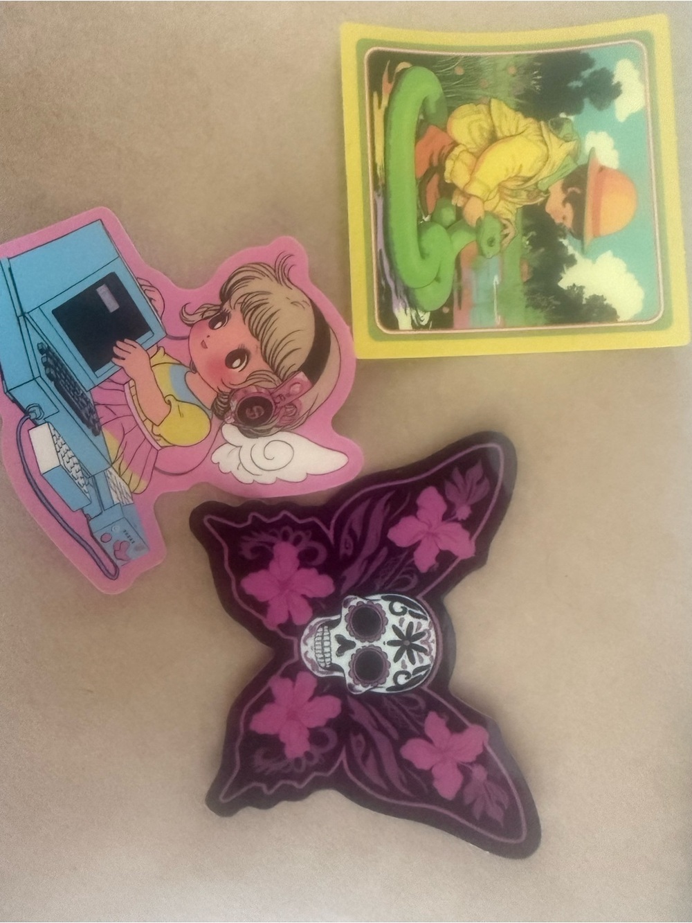 Pink and Purple Butterfly Skull Kids Sticker Set FREE w some orders